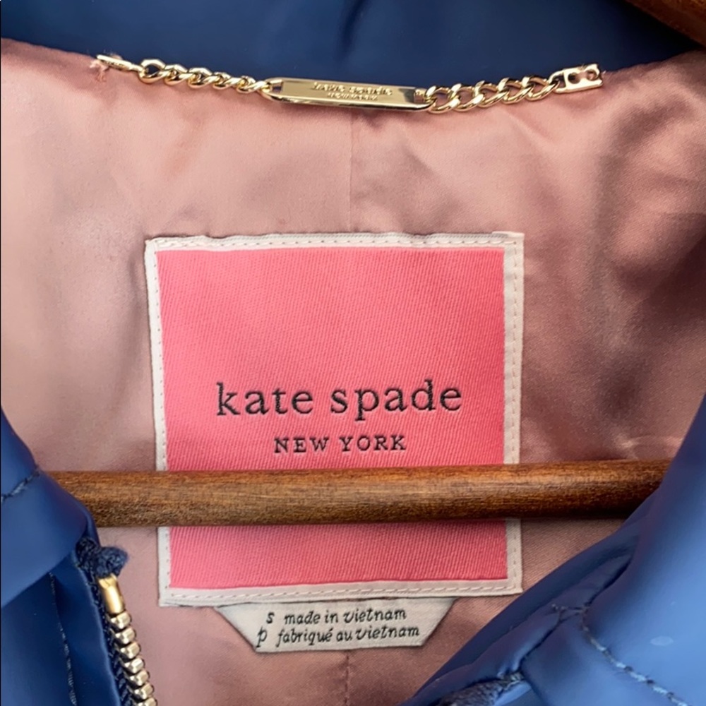NWT Kate Spade Scallop Pocket Hooded Rain Jacket Navy S - Picture 10 of 11